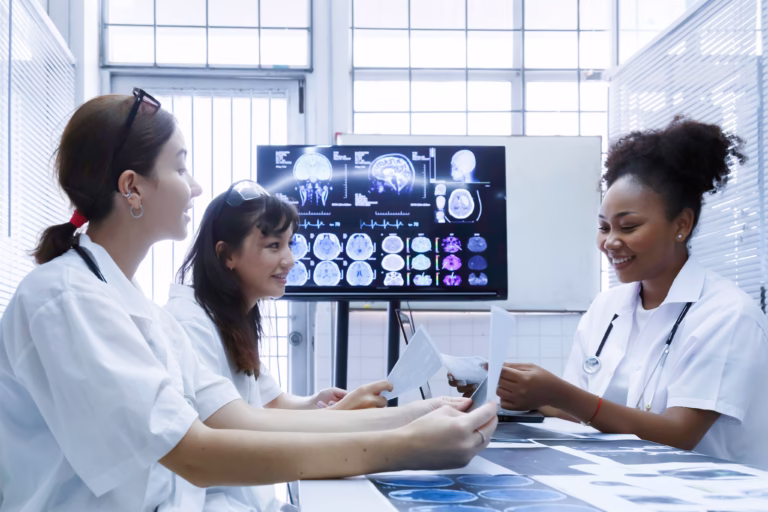 Radiology team reviewing imaging studies