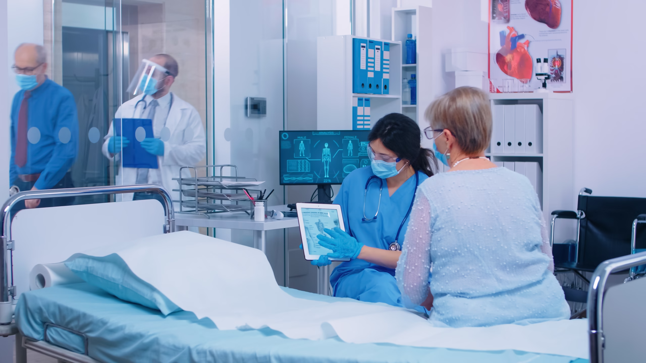 Radiologist at a diagnostic reading workstation