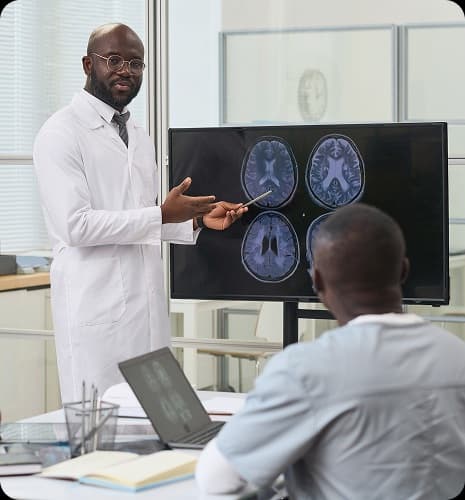 Clinician reviewing imaging results