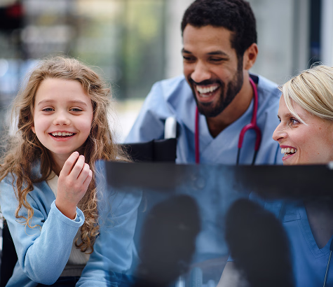 Clinician consulting with a patient